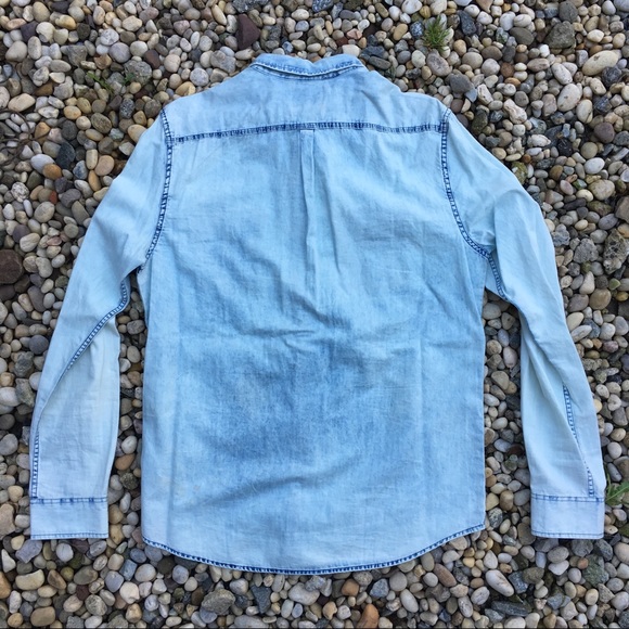 “Zip Code 1992” Bleach Dyed Denim Button-Up - Picture 6 of 7